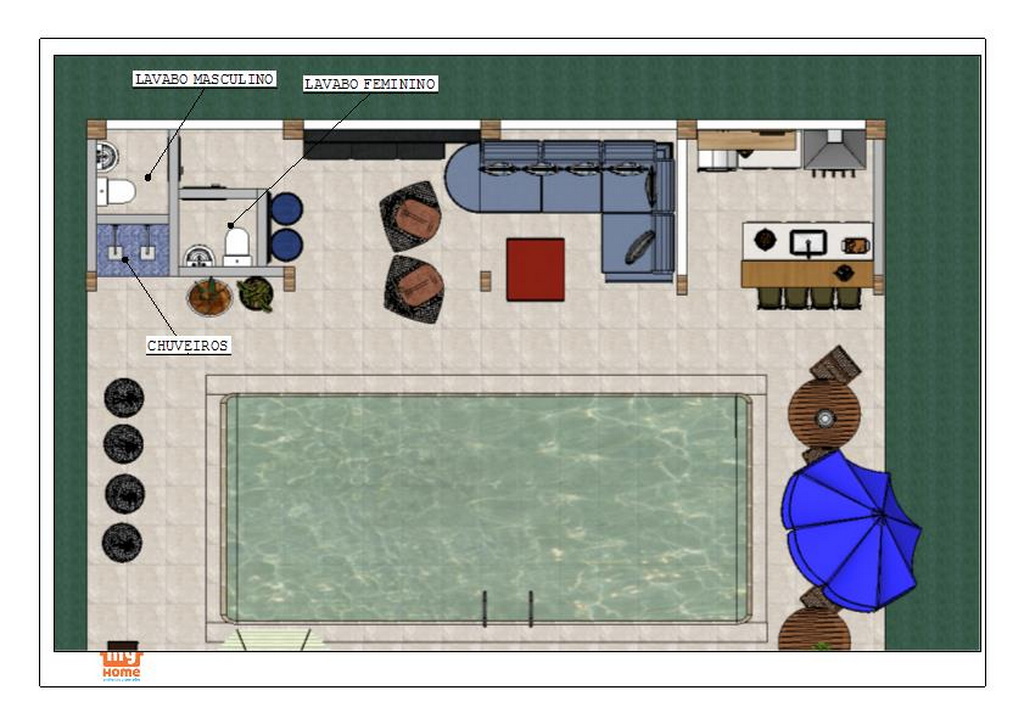 Deck e Área de Piscina — Planta Baixa